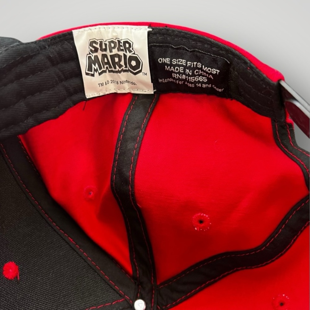 Nintendo Super Mario Cap One Size Adjustable Back Red Pre Owned Great Condition - Picture 5 of 14
